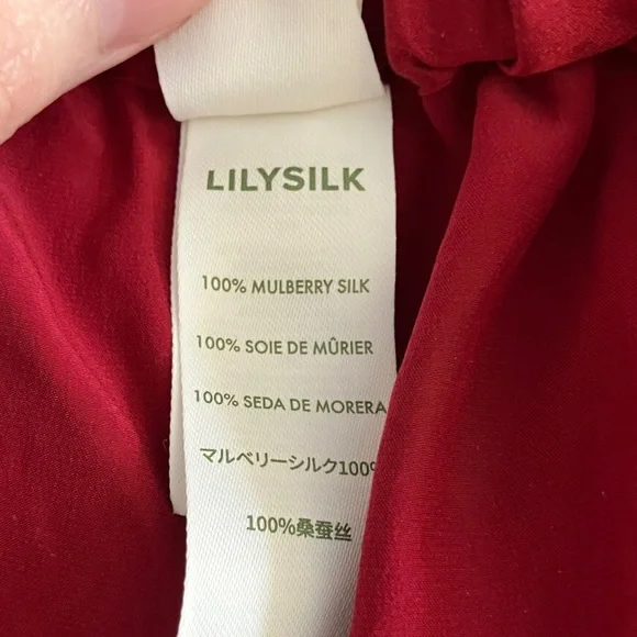 LILYSILK Women's Red PJ Set, (Small) - Picture 6 of 7